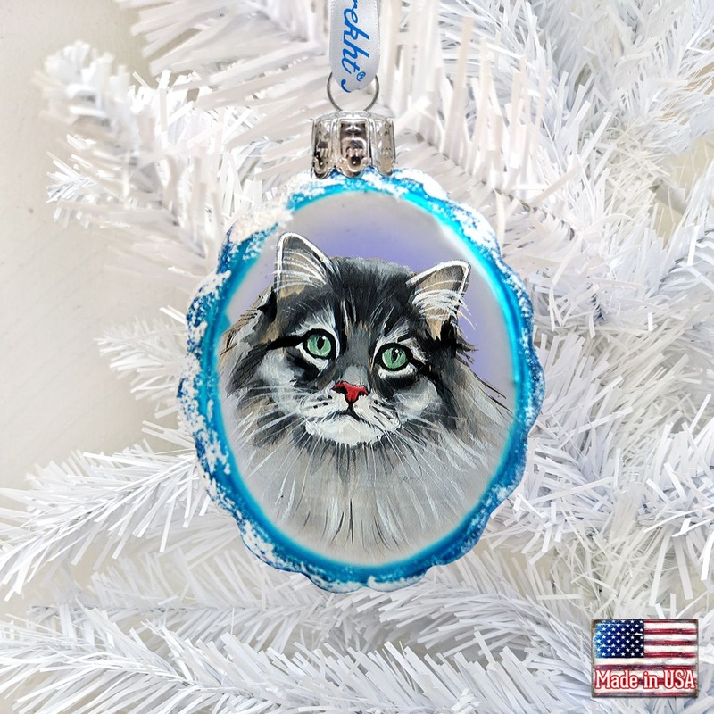 Siberian Forest Cat Mercury Glass Ornament by G. DeBrekht – Pets Dog and Cats Dcor – 774015