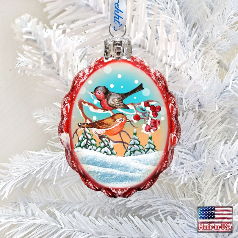 Singing Birds Mercury Glass Ornament by G. DeBrekht – Wildlife Holiday Decor – 771015
