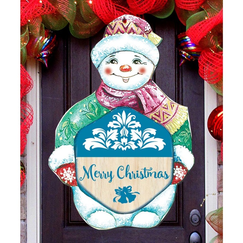 Snowman Christmas Door Decor by G. DeBrekht – Christmas Santa Snowman Decor – 8116101H
