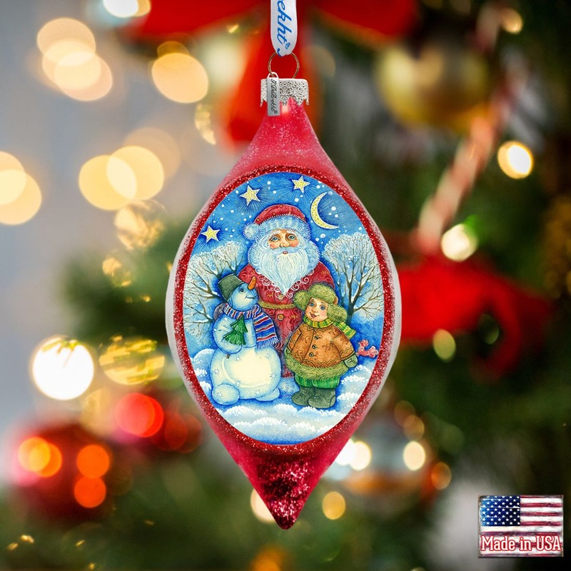 Snowy Friends Drop Glass Ornament by G. DeBrekht – Christmas Decor – 757-035