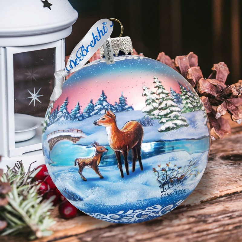 Snowy Night Ball Glass Ornament Limited Edition by G. DeBrekht – Christmas Decor – 73847
