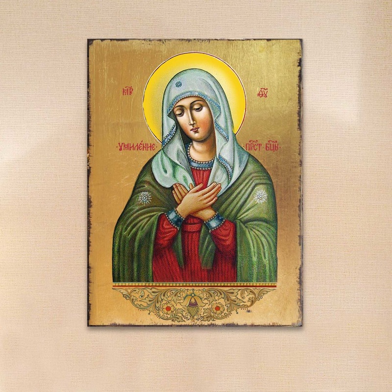Tenderness Mother of God Wooden Gold Plated Religious Orthodox Sacred Icon – Inspirational Icon Decor – 85012