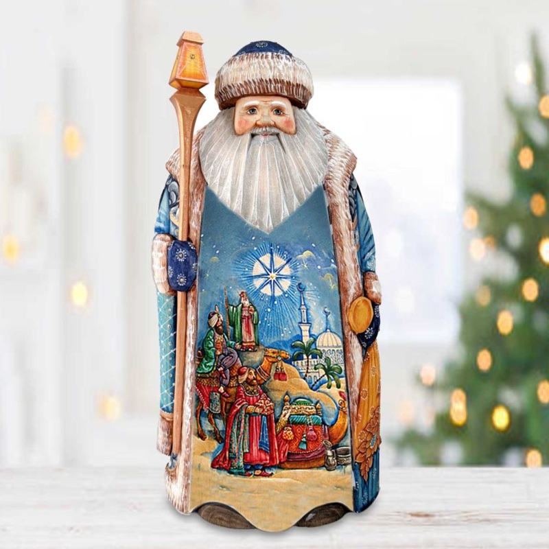 The Journey of the Three Kings Santa Hand-Painted WOODCARVED Masterpiece by G. DeBrekht – Nativity Holiday Decor – 2102312