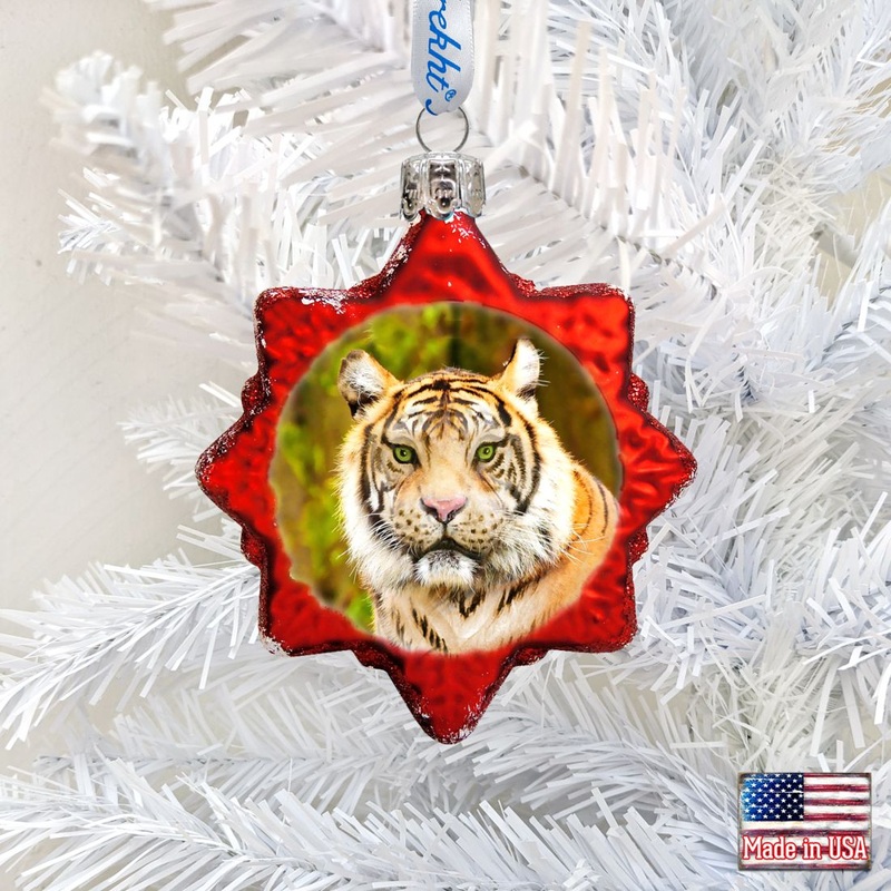 Tiger Safari Mercury Glass Ornament by G. DeBrekht – Wildlife Holiday Decor – 771032