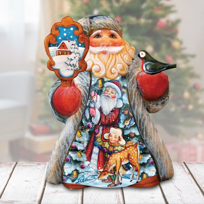 Tiny Tale Santa with Kids Christmas Figurine by G. DeBrekht – Christmas Santa Snowman Decor – 561646