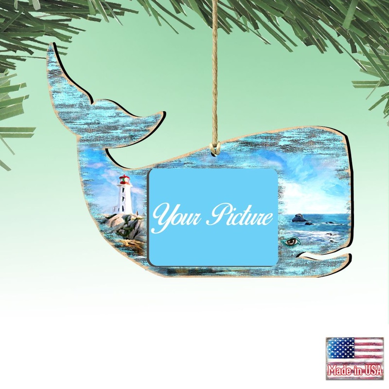 Whale Coastal Picture Frame Ornaments – Ornament for Photo – Coastal Holiday Decor – 81985162PF