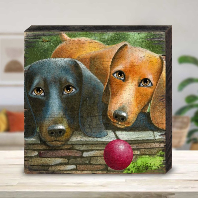 Where’s the Ball Wooden Wall Art by Laura Seeley – Pets Dog and Cats Decor – 8511116B
