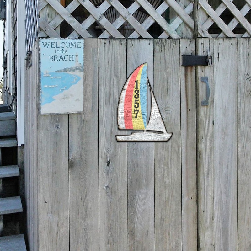 Yacht Coastal Wooden House Number Sign by G. DeBrekht – Coastal Sea-Life Dcor – Handcrafted Wooden Handcrafted Wooden Handcrafted Wooden Handcrafted Wooden Address Sign – MA985242