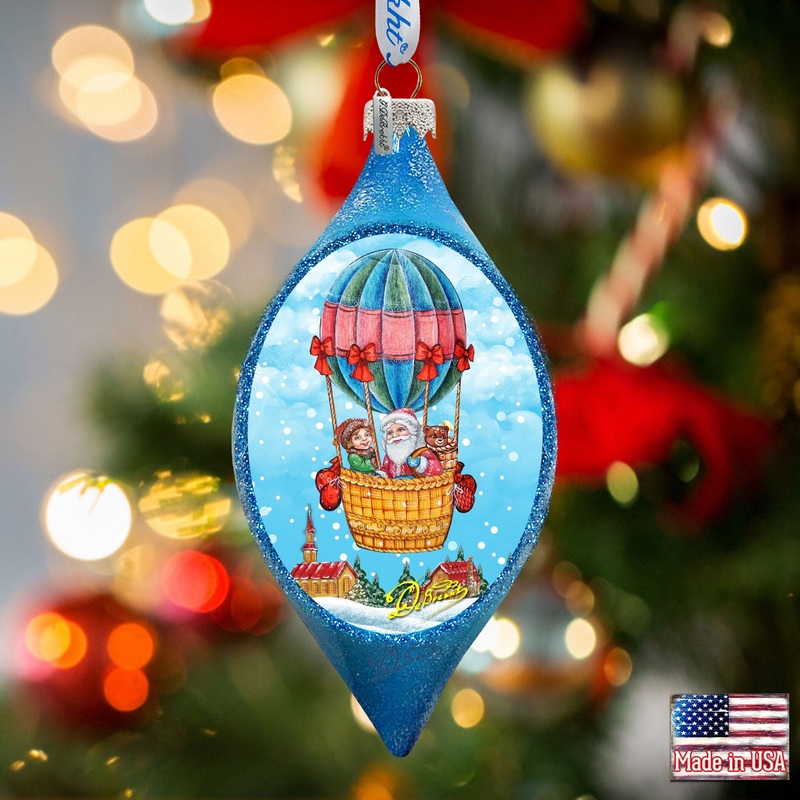 Above the Town Drop Glass Ornament by  – Christmas Santa Snowman Decor – 757-179