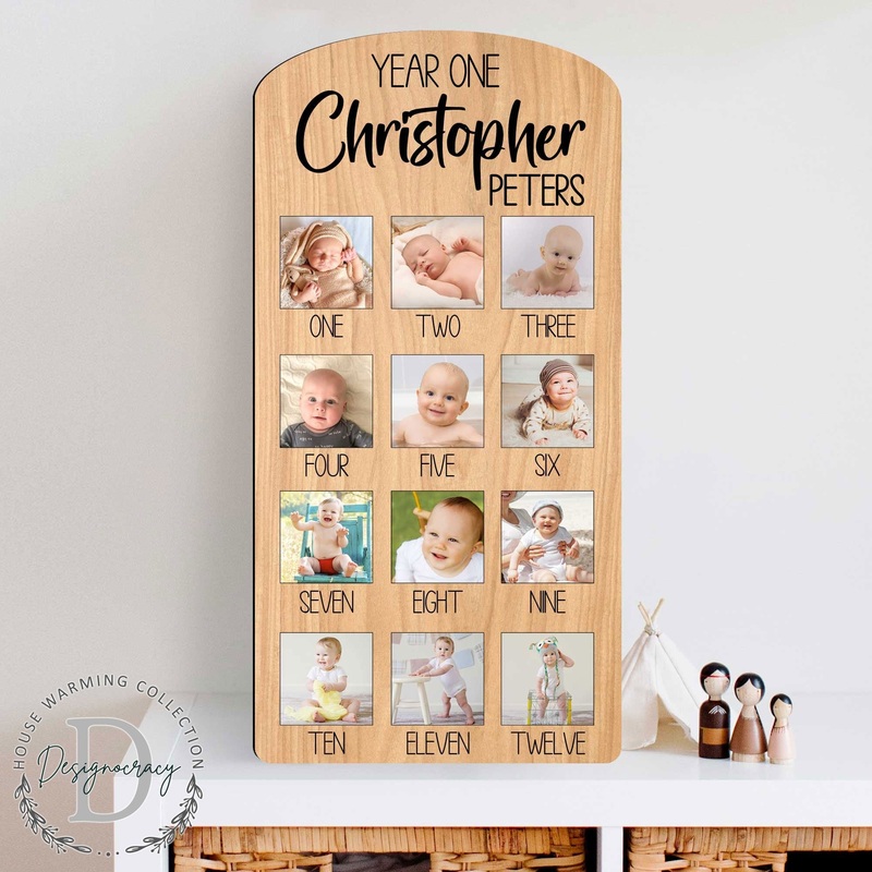 Baby First Birthday Sign – One year Baby – Milestone photo Board – 12 Months baby Collage Sign – Baby Photo Frame – 310323