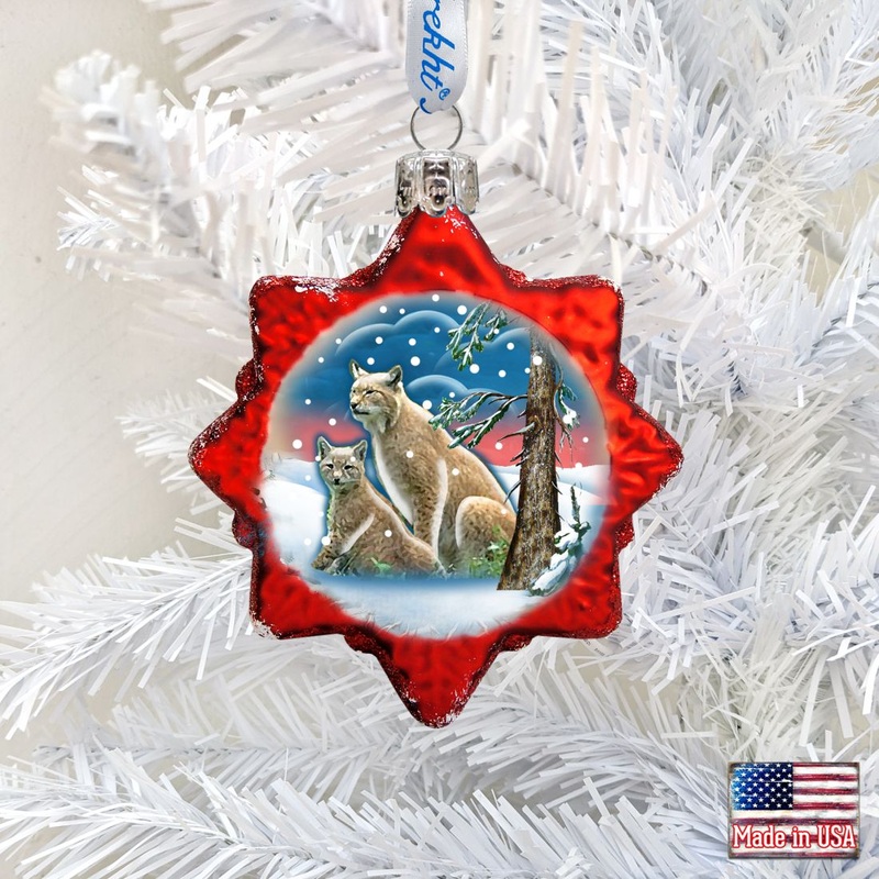 Bobcat Mercury Glass Ornament by G. DeBrekht – Wildlife Holiday Decor – 771026