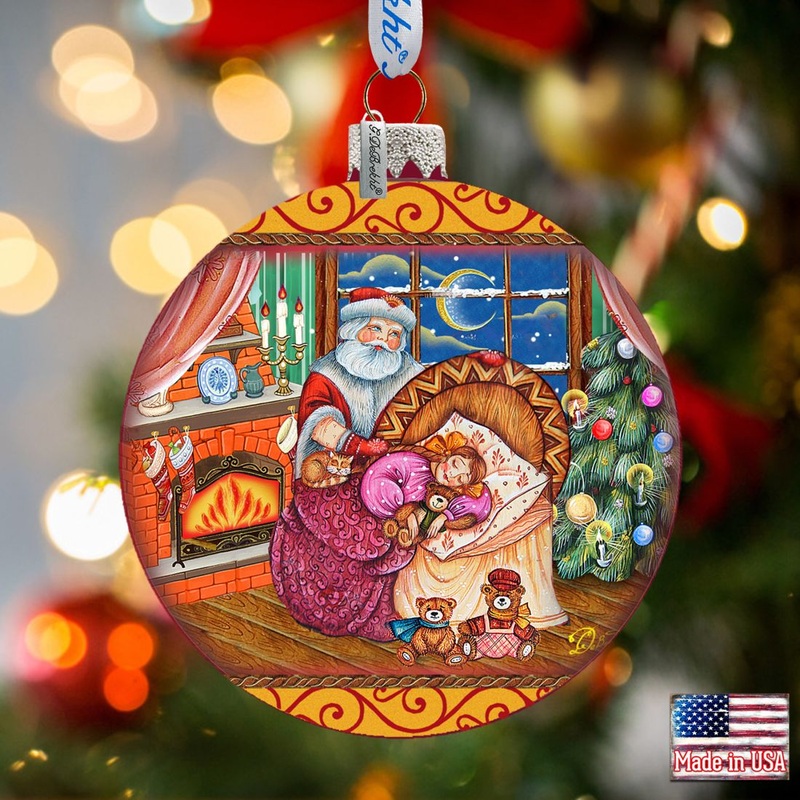 Christmas Ball Glass Ornament by G. DeBrekht – Christmas Santa Snowman Decor – 73615