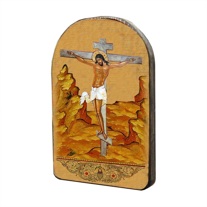 Crucifixion Cross Wooden Gold Plated Religious Christian Sacred Icon – Inspirational Icon Decor – 86058