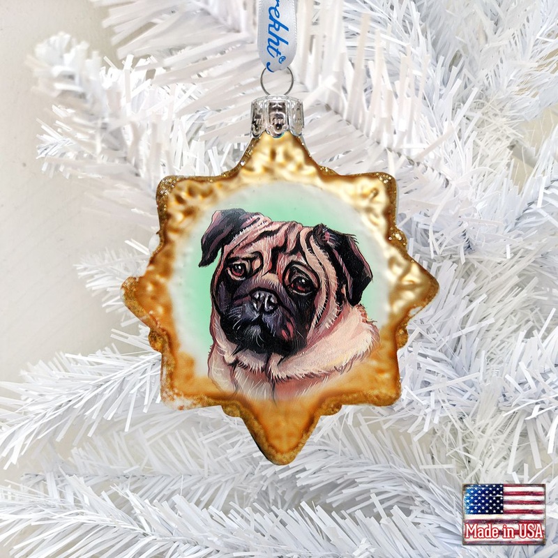 Cute Pug Mercury Glass Ornament by G. DeBrekht – Pets Dog and Cats Dcor – 774019