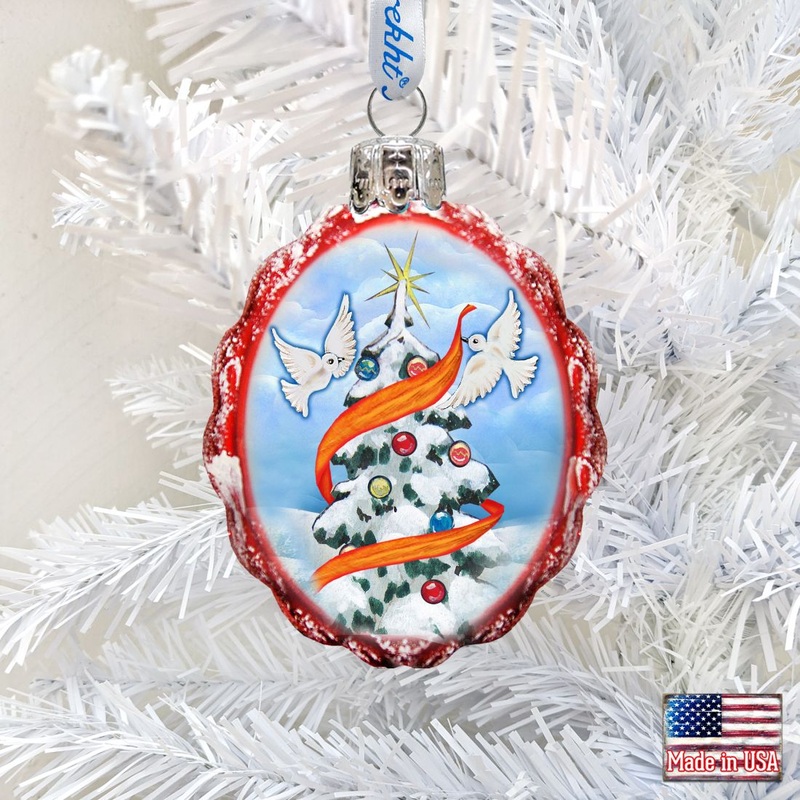Dove Tree of Piece Mercury Glass Ornament by G. DeBrekht – Christmas Decor – 777316