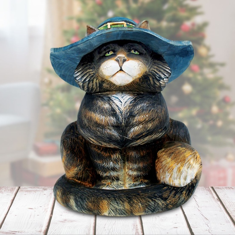 Feline Magic Handcrafted Christmas Figurine – G. DeBrekht – Christmas Santa Snowman Decor – 584111