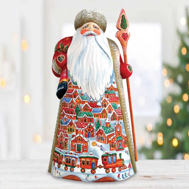 Gingerbread Village Santa Hand-Painted WOODCARVED Masterpiece by G. DeBrekht – Christmas Decor – 2820034 – SPECIAL ORDER *** PRE-ORDER – Handmade Just for You! ***
