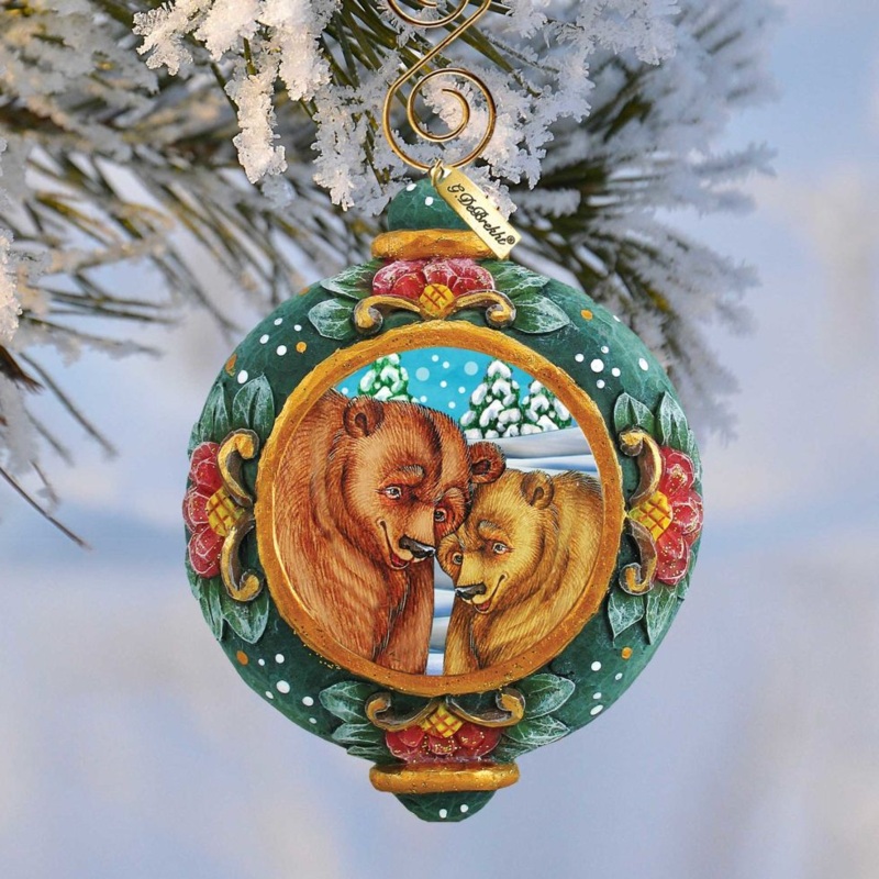 Grizzly Bear Sculpted Hand-Painted Christmas Ornament by G. DeBrekht – Wildlife Holiday Decor – 610560