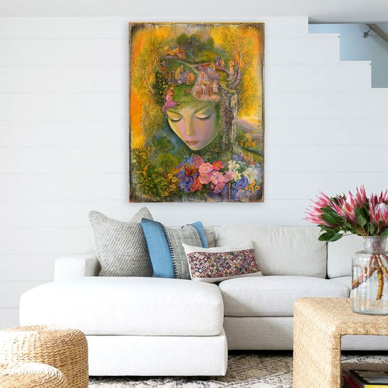 Head Gardener Fantasy Wooden Wall Art by Josephine Wall – Fantasy Decor – 852117-JW