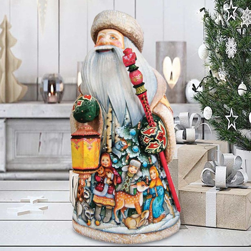 Lighting Way Santa Hand-Painted WOODCARVED Masterpiece by G. DeBrekht – Christmas Decor – 241127