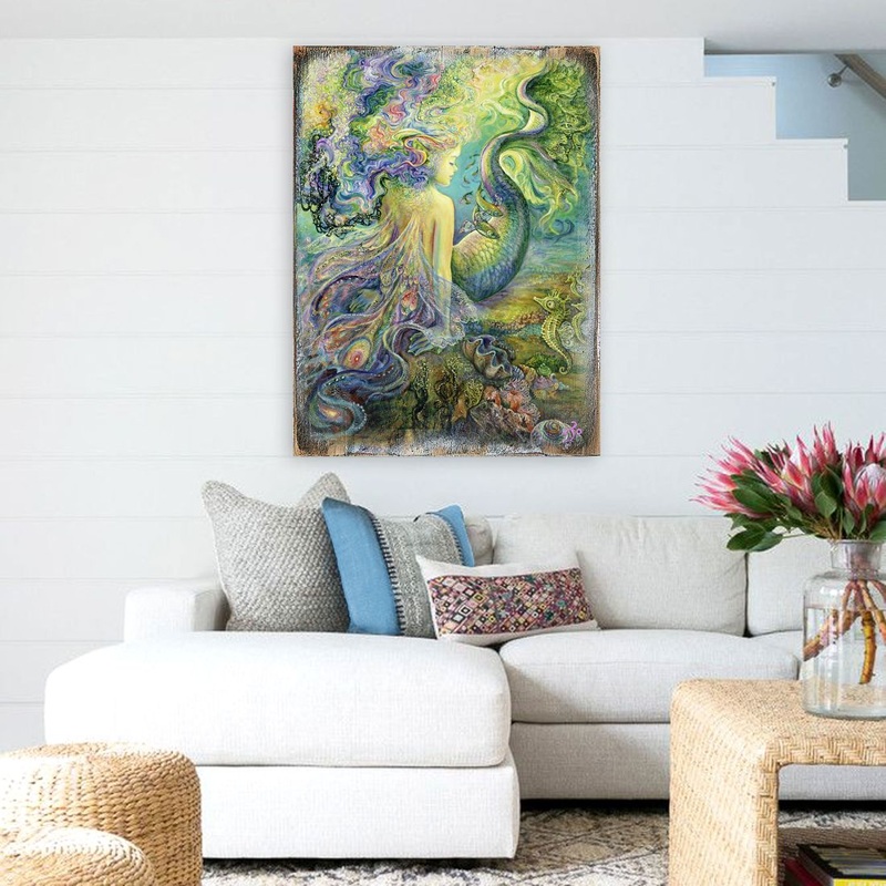 Mer Fairy Fantasy Wooden Wall Art by Josephine Wall – Fantasy Decor – 852149-JW