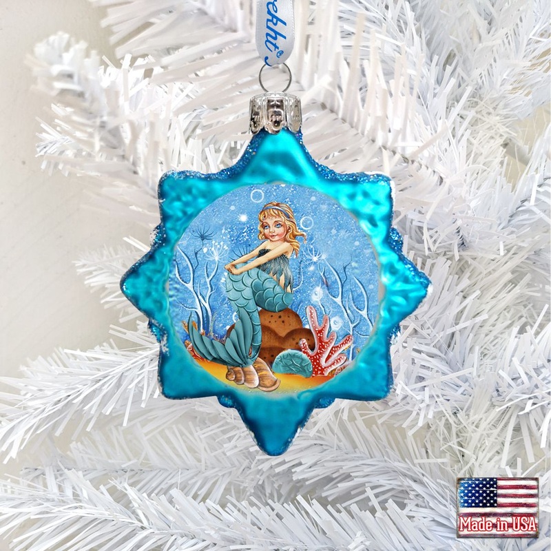 Mermaid Mercury Glass Ornament by G. DeBrekht – Coastal Holiday Decor – 775480