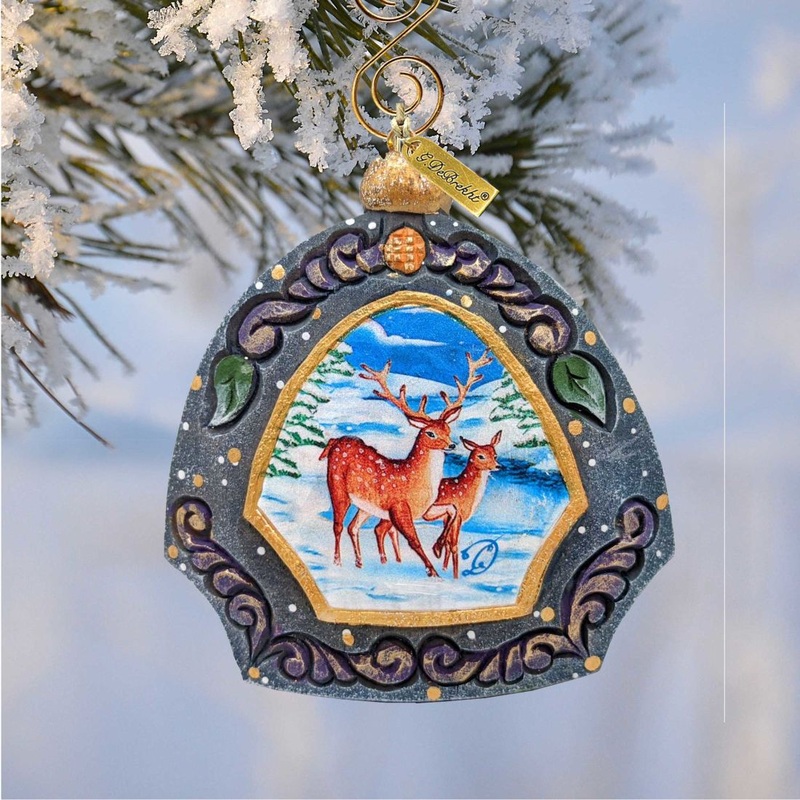 Moose Family Sculpted Hand-Painted Christmas Ornament by G. DeBrekht – Fifiels Moose Orn – 6102839