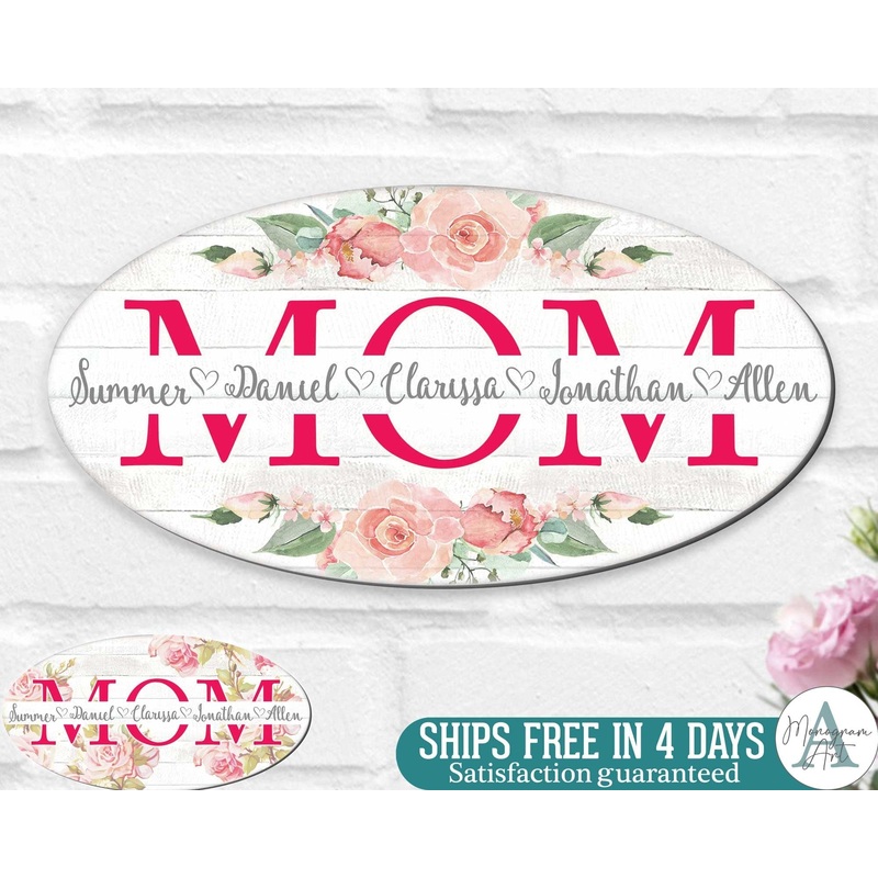 Mothers Day Gift – Personalized Gift for mom – Custom name sign – Children Names Gift for Mom – 961030T