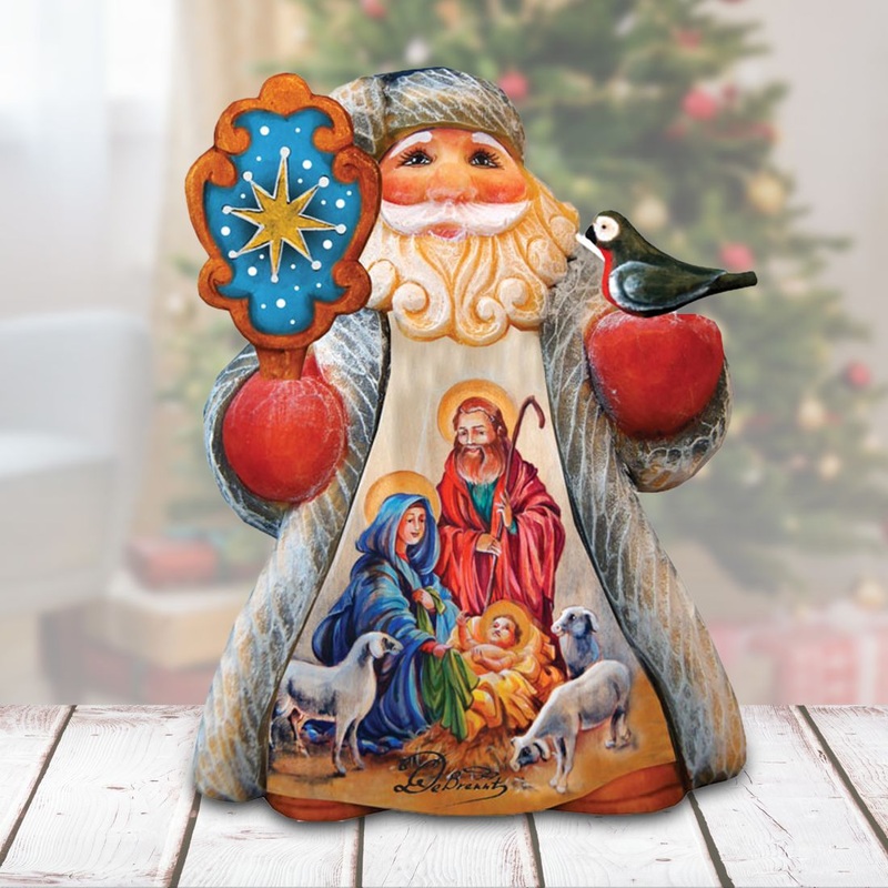 Nativity Santa Tiny Tale Handcrafted Christmas Figurine – G. DeBrekht – Christmas Santa Snowman Decor – 561645