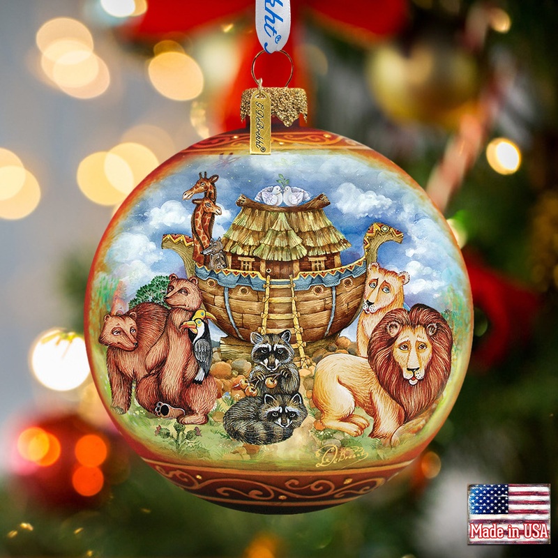 Noah’s Ark Ball Glass Ornament by G. DeBrekht – Nativity Holiday Dcor – 73521
