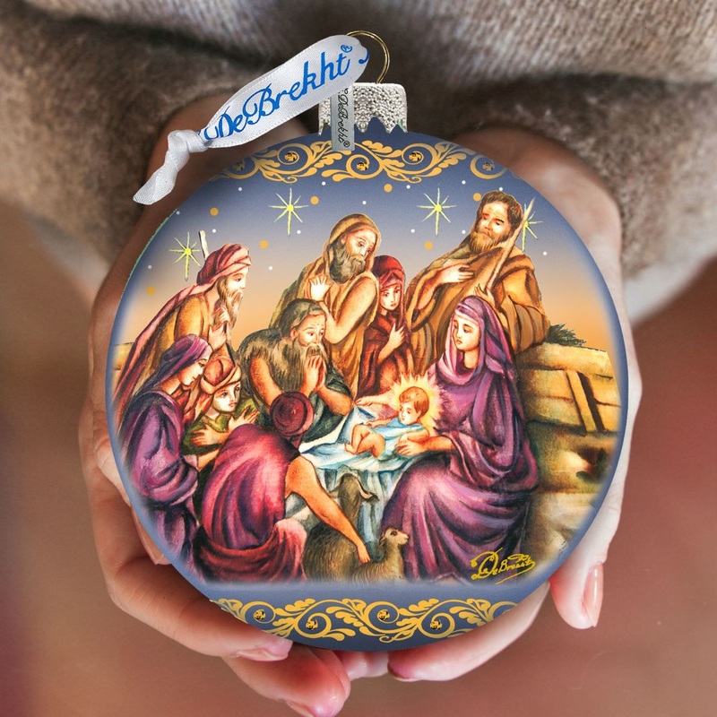 Nostalgic Family Nativity Glass Ornament Limited Edition by G. DeBrekht – Nativity Holiday Decor – 73881