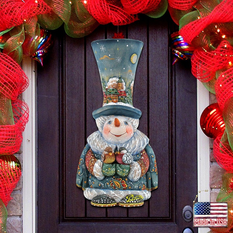 Old World Christmas Snowman Door Decor by G. DeBrekht – Christmas Santa Snowman Decor – 8116420H