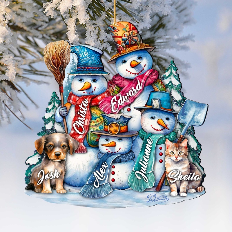 Personalized Snowman Happy Family Christmas Ornaments – Family Member Names Wooden Ornaments by G. Debrekht – Christmas Decor – 8652755P