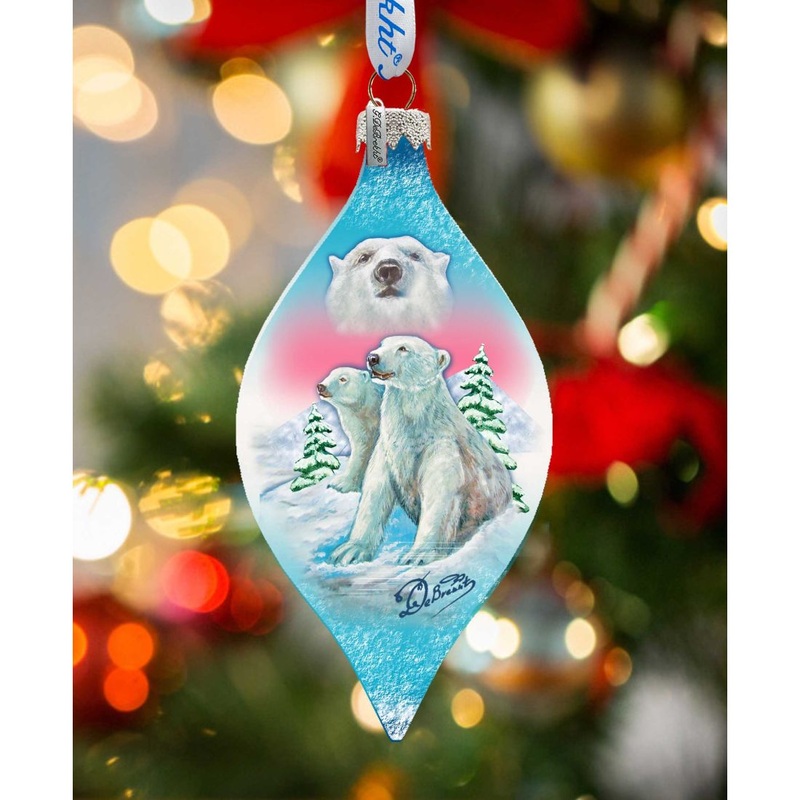 Polar Bear Drop Glass Ornament by G. DeBrekht – Wildlife Holiday Decor – 74178