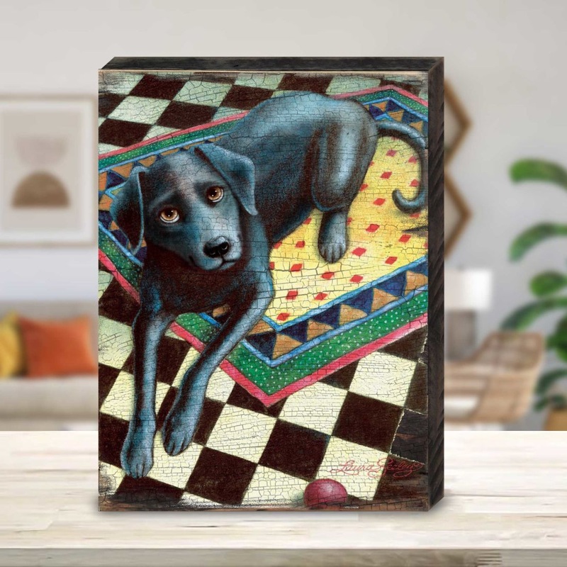 Ready When You Are Wooden Wall Art by Laura Seeley – Pets Dog and Cats Decor – 8511117B