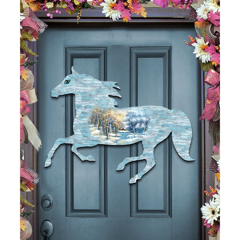 Running Horse Wildlife Door Decor – G. DeBrekht – Wildlife Holiday Decor – 8198152H