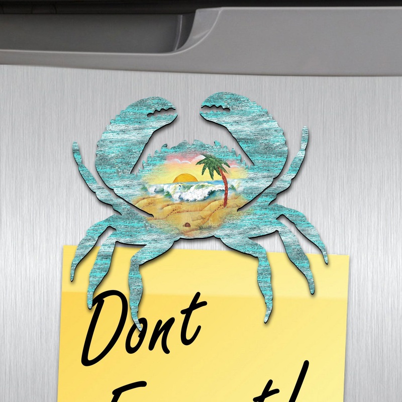 Rustic Crab Shaped Refrigerator Coastal Magnets Set of 3