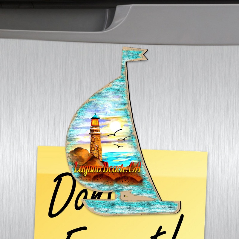 Sailboat Shaped Refrigerator Coastal Magnets Set of 3