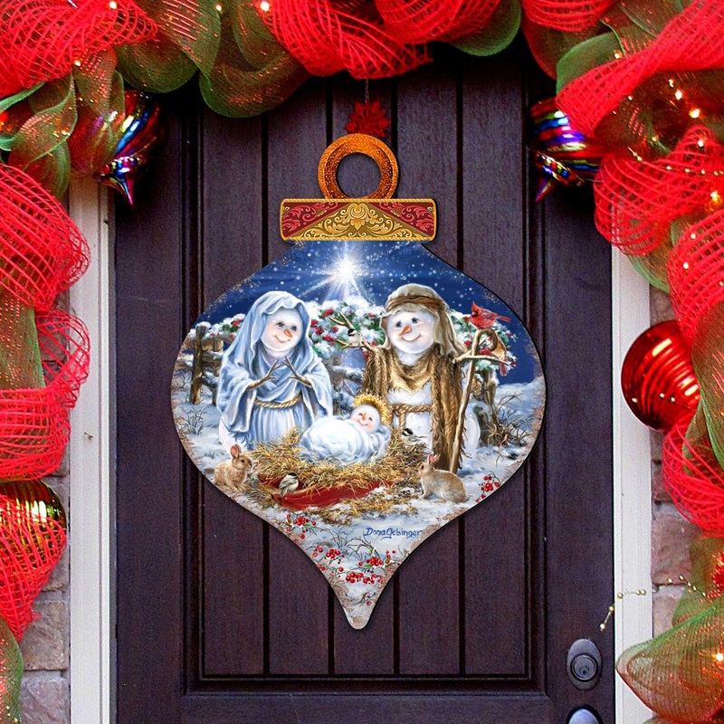 Snow Family Nativity Door Decor by D. Gelsinger – Christmas Santa Snowman Decor – 8031153H-DG