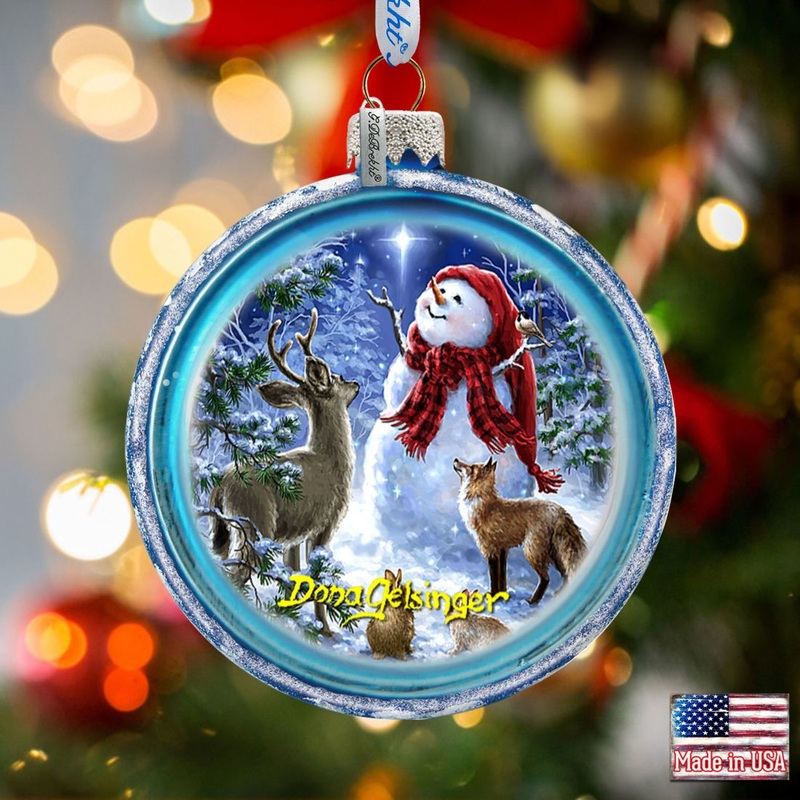 Starry Night Glass Ornament by D. Gelsinger – Christmas Santa Snowman Decor – 764-150-DG