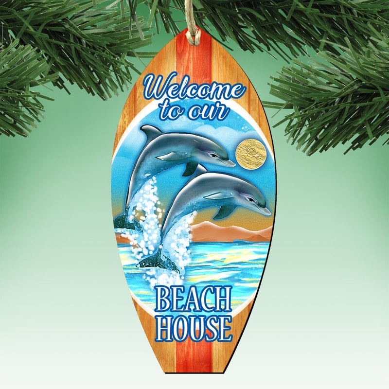 Surfboard Wooden Ornaments – Tree Ornament by G. DeBrekht – Coastal Holiday Decor – 8198522-2