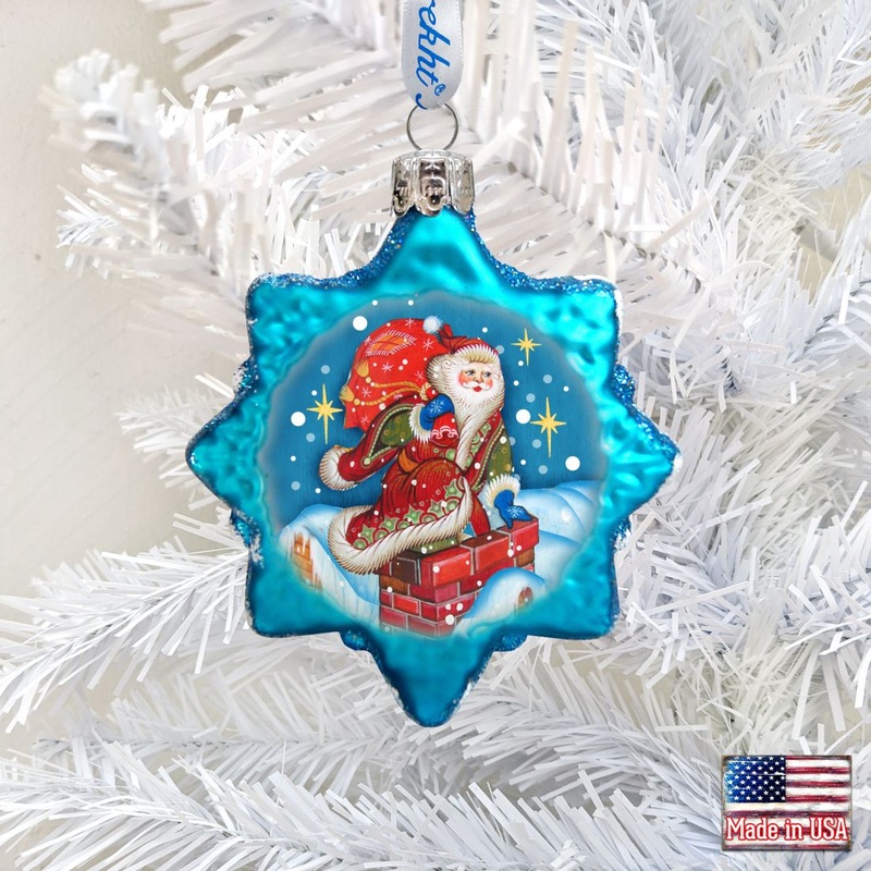 Through the Roof Santa Mercury Glass Ornament by G. DeBrekht – Christmas Santa Snowman Decor – 777387