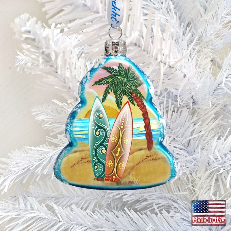 Tree Block Mercury Glass Ornament by G. DeBrekht – Coastal Holiday Decor – 776274