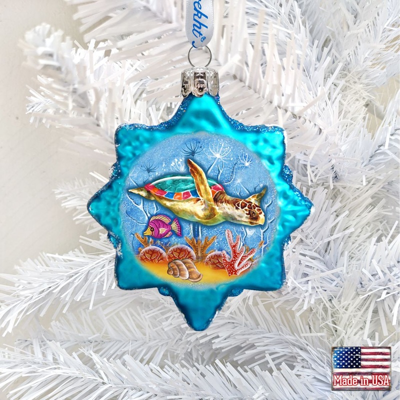 Turtle Mercury Glass Ornament by G. DeBrekht – Coastal Holiday Decor – 775479