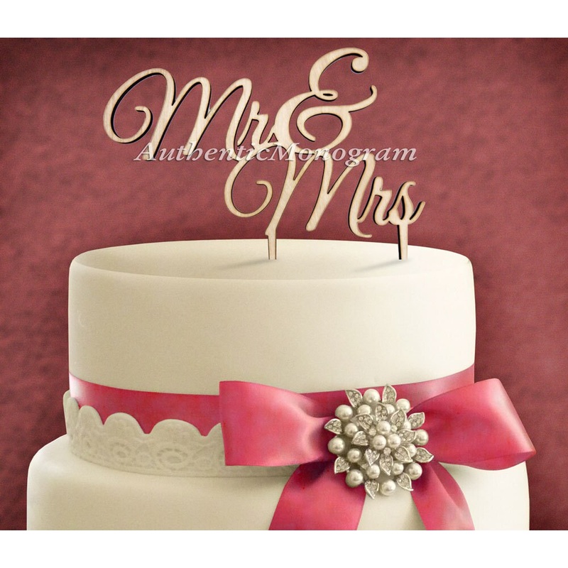 Wedding Cake Topper – Wooden Unpainted Cake Topper Mr. & Mrs. Monogram, Wedding decor, Anniversary 94102