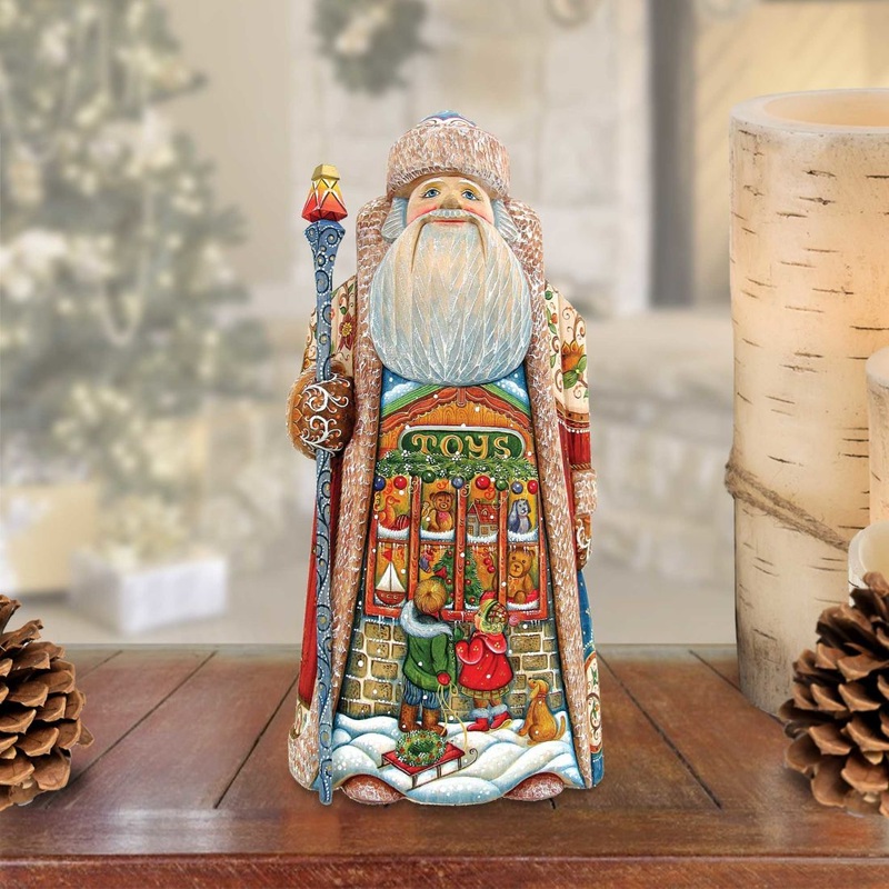 Wishes Santa Hand-Painted WOODCARVED Masterpiece by G. DeBrekht – Christmas Decor – 210113