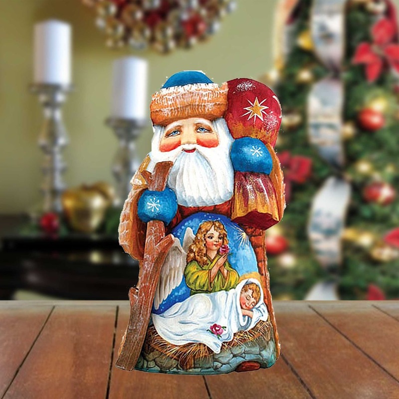 Wonderful Wish Santa Hand-Painted WOODCARVED Figurine by  – Nativity Holiday Decor – 243013