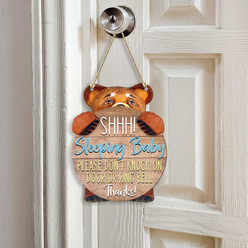 Baby Sleeping Sign for Front Door – Do Not Knock or Ring Doorbell Sign – Don’t Disturb sign – Baby Shower Gift 961041