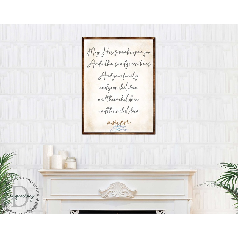 Blessing Quote Sign- May His Favor Be Upon You – Housewarming gift – Gift for newlyweds – Bible Verse scripts – Christian sign decor – Wedding gift – Blessing sign – Living room decor – 310353