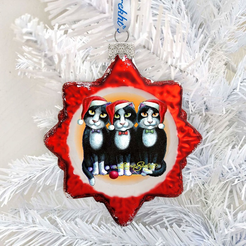 Boys Night Out Mercury Glass Ornament by Laura Seeley – Pets Dog and Cats Decor – 779215-LS